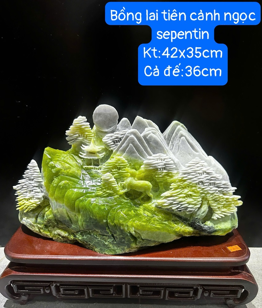 Bồng Lai Tiên Cảnh Ngọc Serpentine 42x35cm