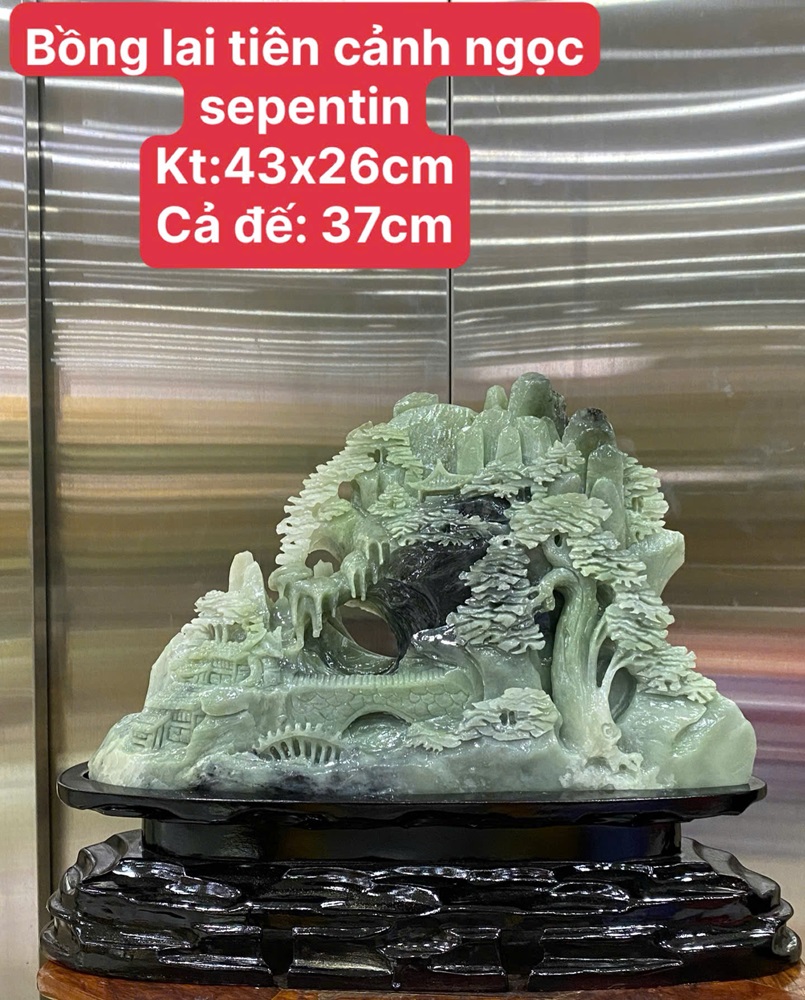 Bồng Lai Tiên Cảnh Ngọc Serpentine 43x26cm 