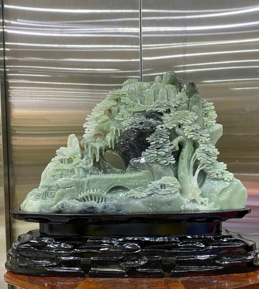 Bồng Lai Tiên Cảnh Ngọc Serpentine 43x26cm 