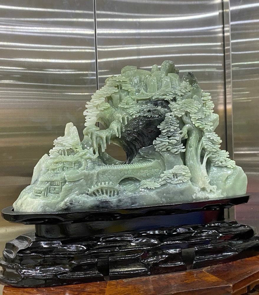 Bồng Lai Tiên Cảnh Ngọc Serpentine 43x26cm 