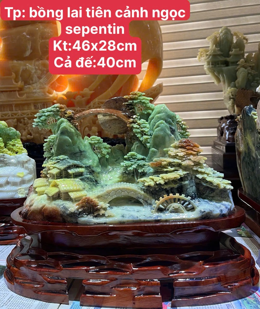 Bồng Lai Tiên Cảnh Ngọc Serpentine 46x28cm