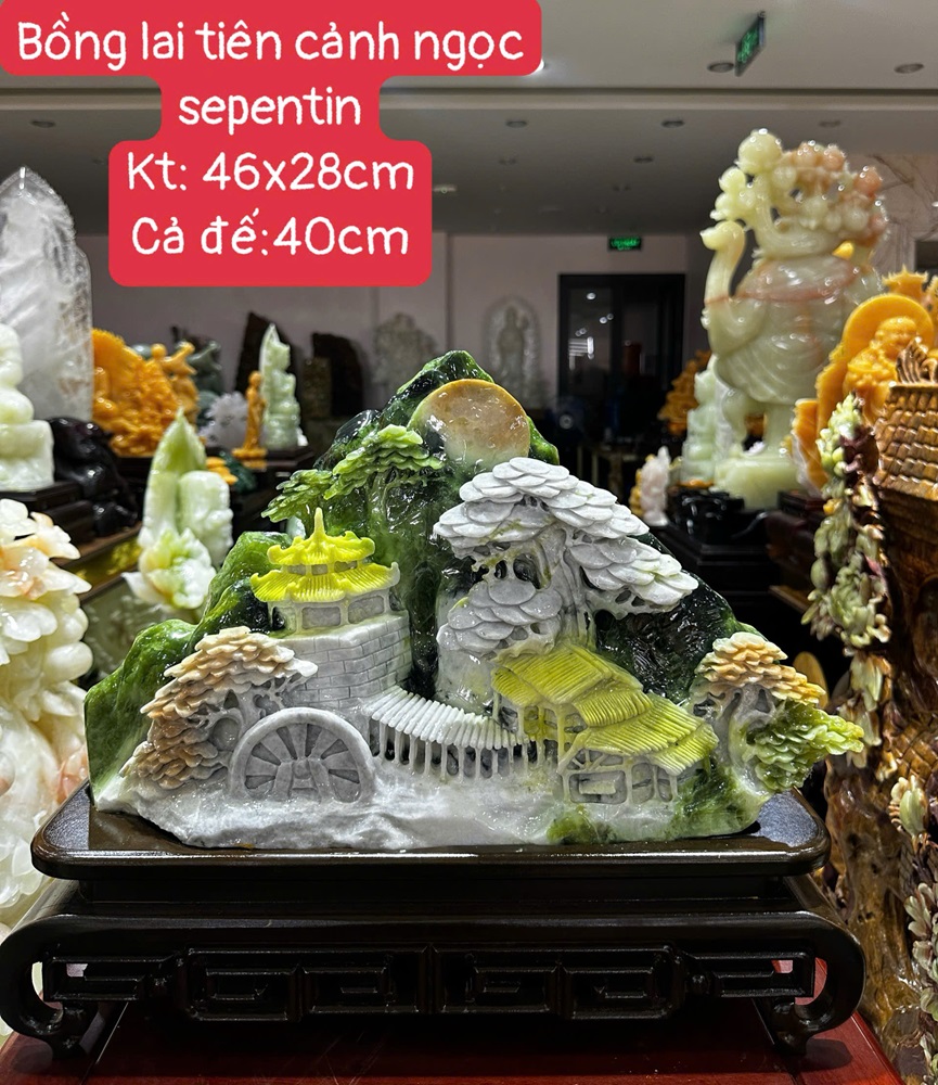 Bồng Lai Tiên Cảnh Ngọc Serpentine 46x28cm
