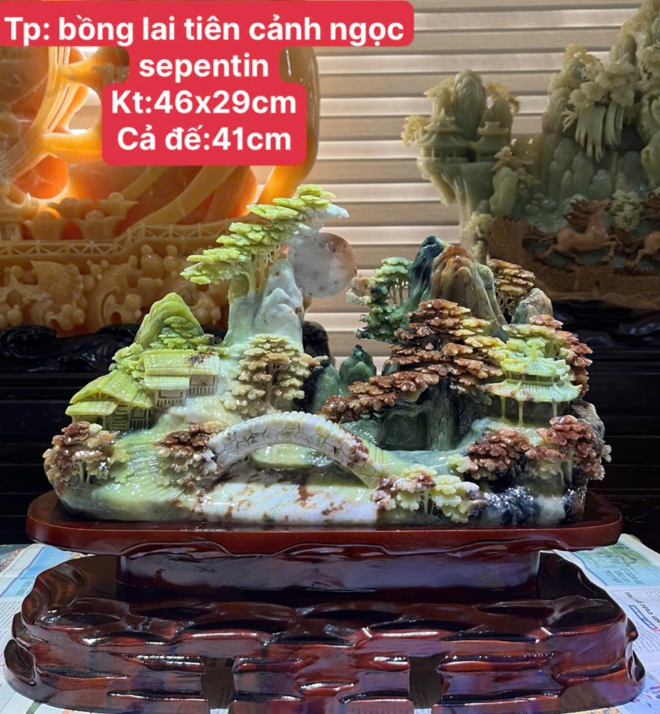 Bồng Lai Tiên Cảnh Ngọc Serpentine 46x29cm