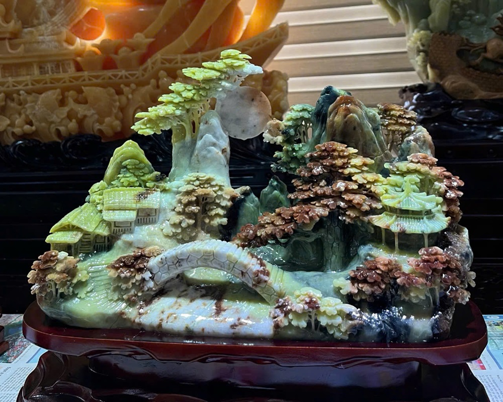 Bồng Lai Tiên Cảnh Ngọc Serpentine 46x29cm