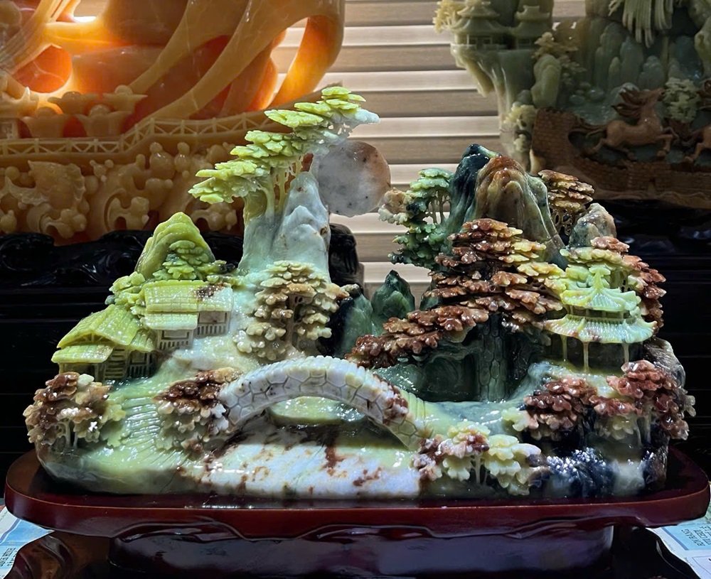 Bồng Lai Tiên Cảnh Ngọc Serpentine 46x29cm