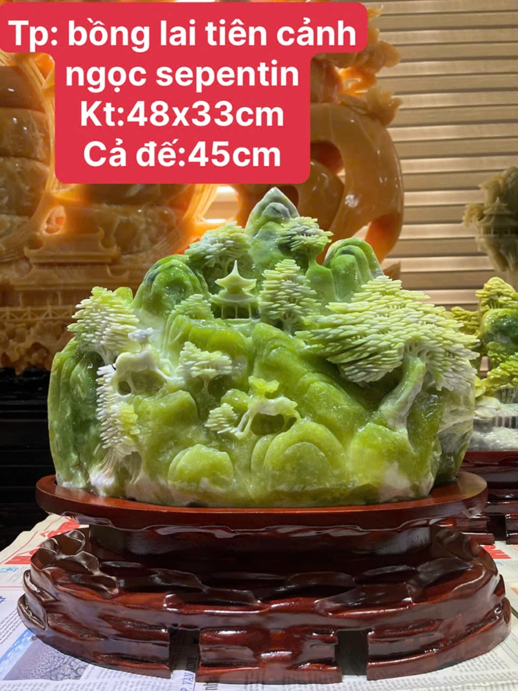 Bồng Lai Tiên Cảnh Ngọc Serpentine 48x33cm