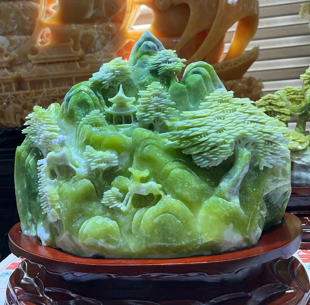 Bồng Lai Tiên Cảnh Ngọc Serpentine 48x33cm