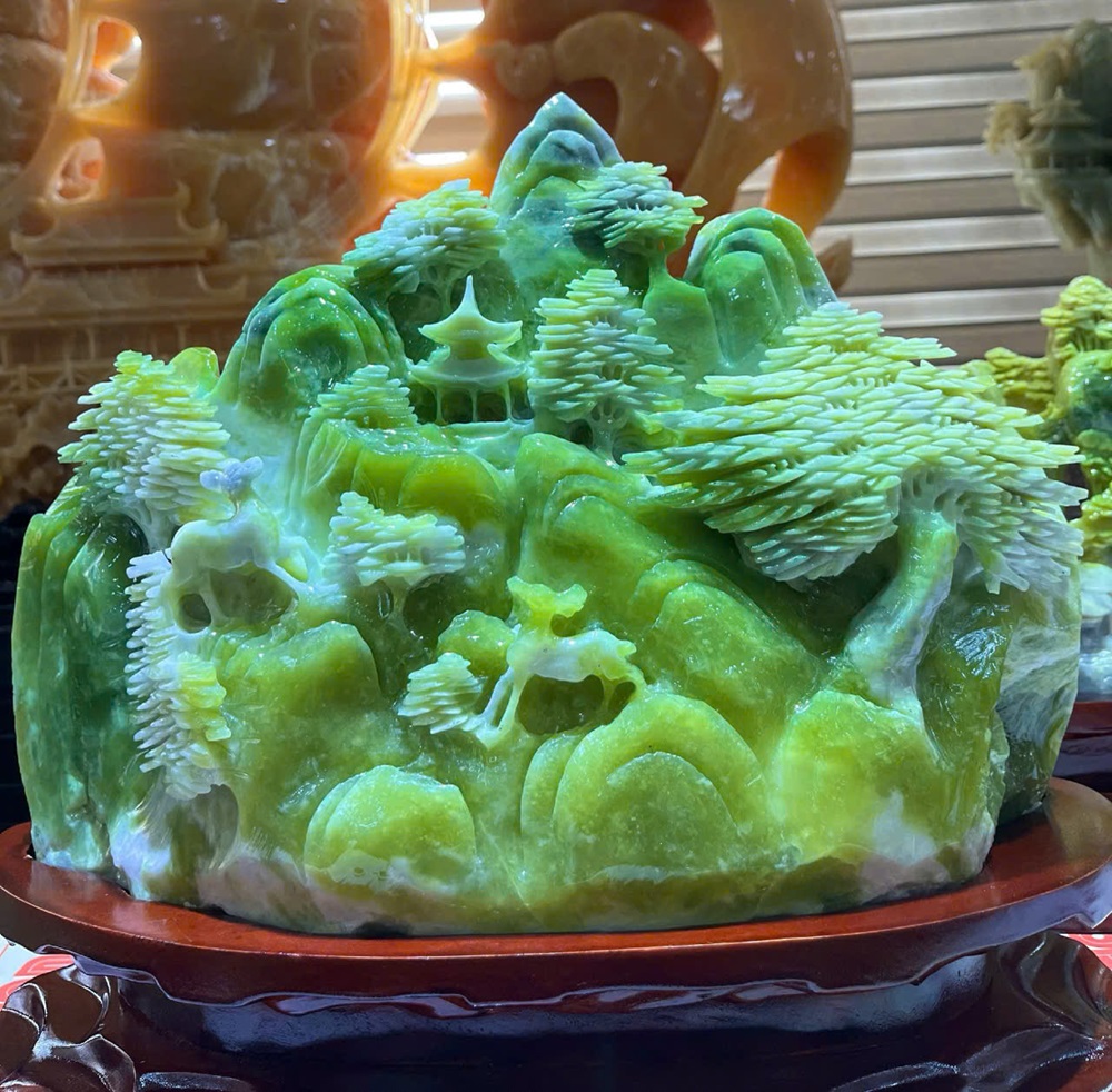 Bồng Lai Tiên Cảnh Ngọc Serpentine 48x33cm