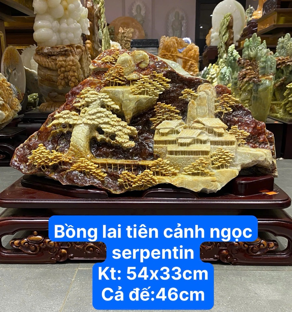 Bồng lai tiên cảnh ngọc Serpentine 54x33cm