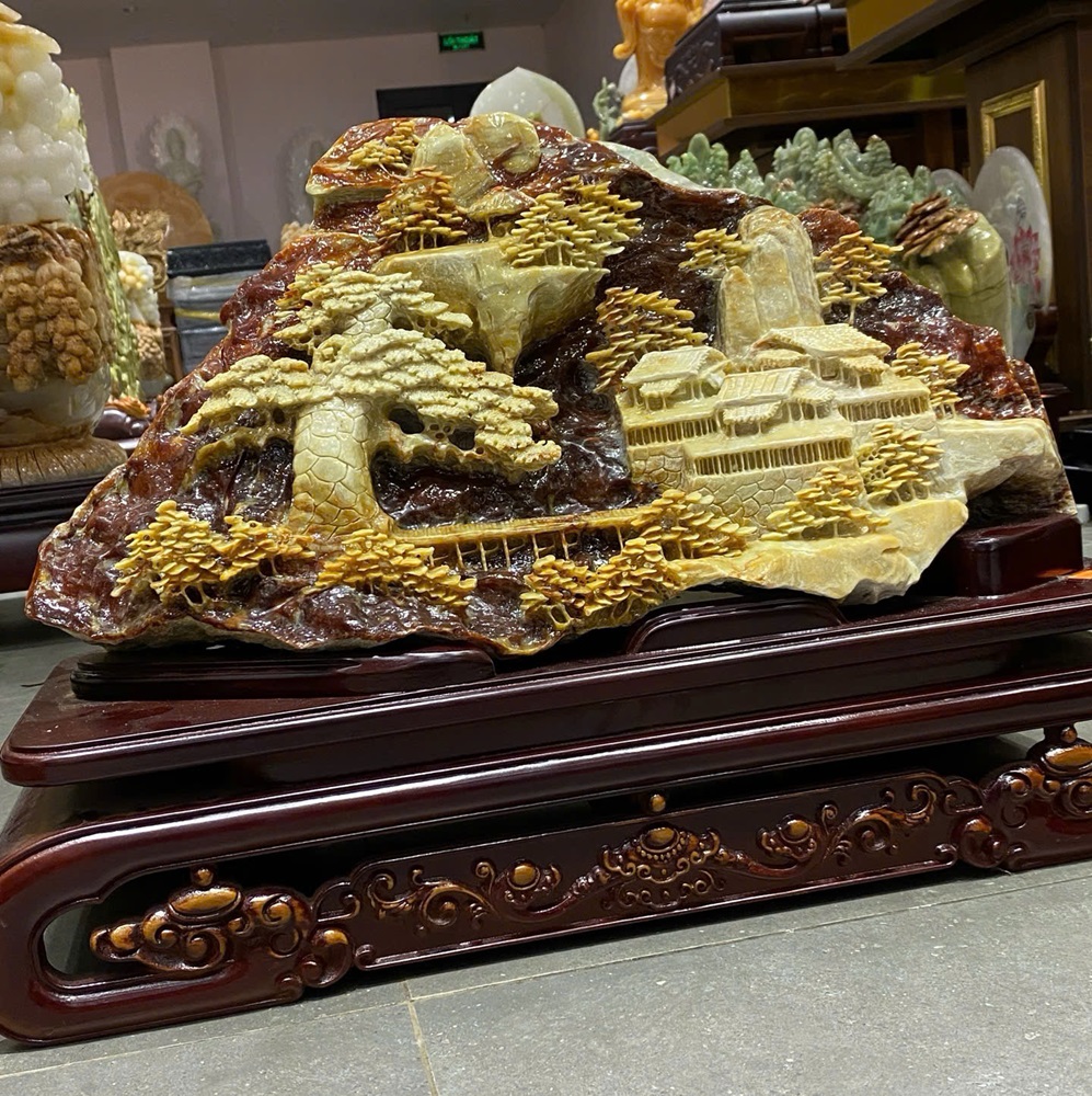 Bồng lai tiên cảnh ngọc Serpentine 54x33cm