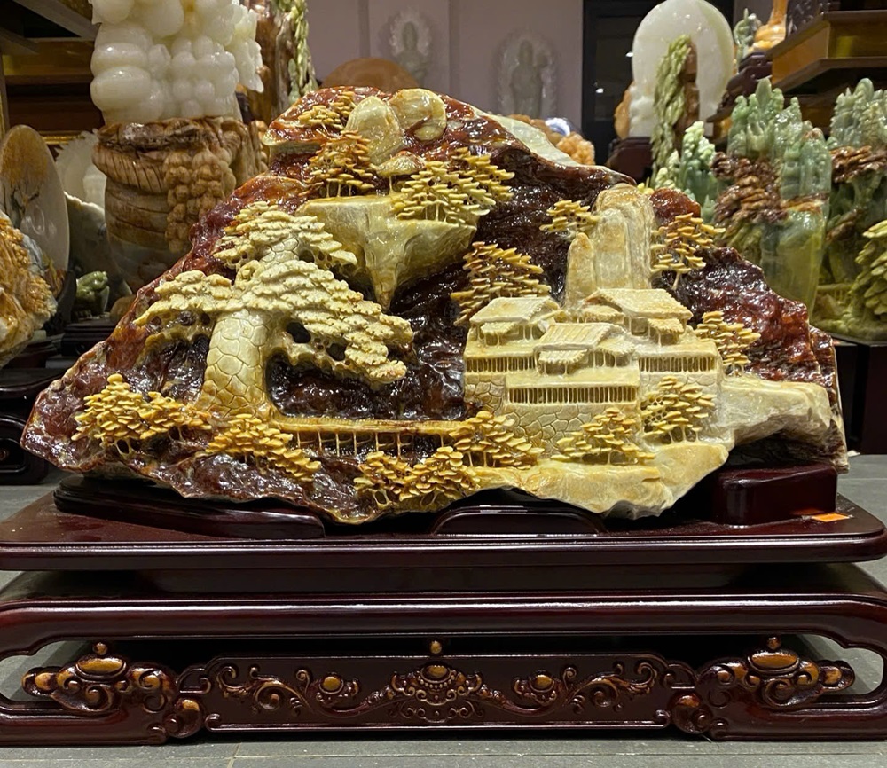 Bồng lai tiên cảnh ngọc Serpentine 54x33cm