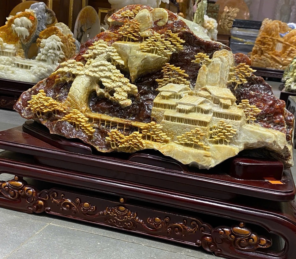 Bồng lai tiên cảnh ngọc Serpentine 54x33cm