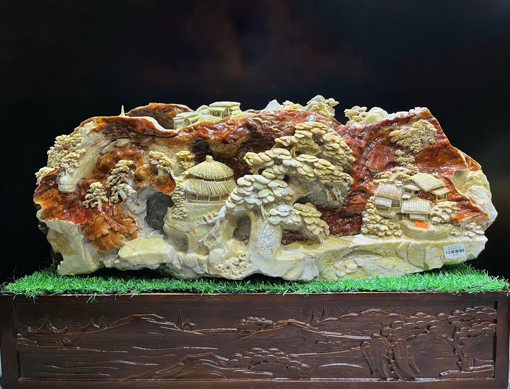 Bồng lai tiên cảnh ngọc serpentine 78x50x29cm