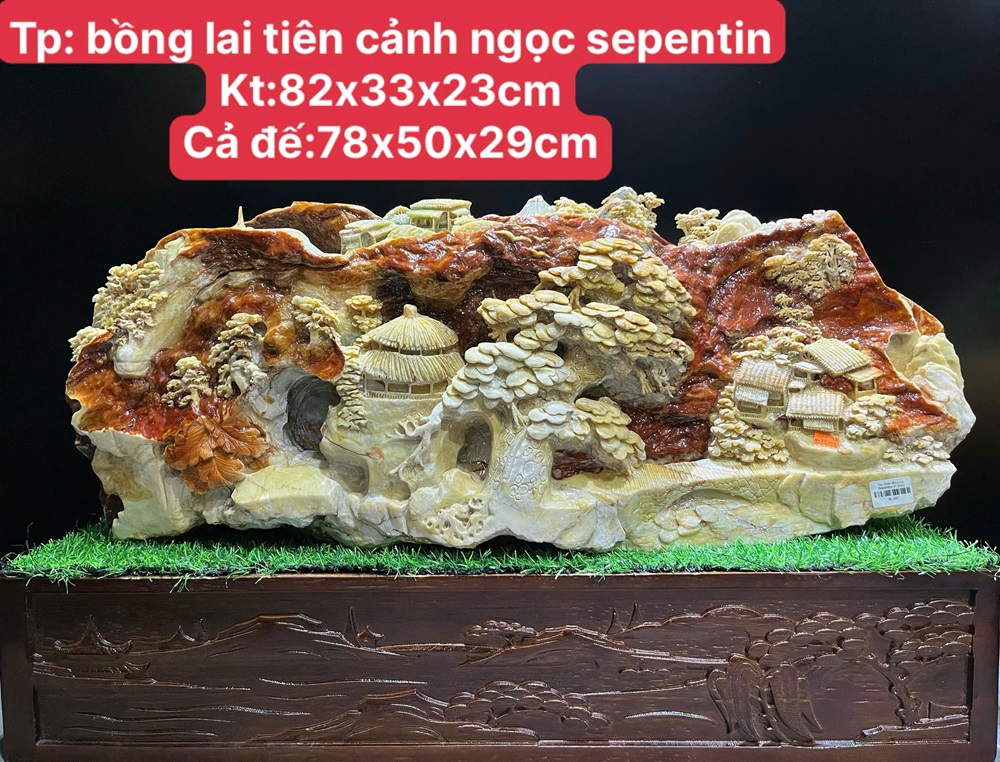 Bồng lai tiên cảnh ngọc serpentine 78x50x29cm