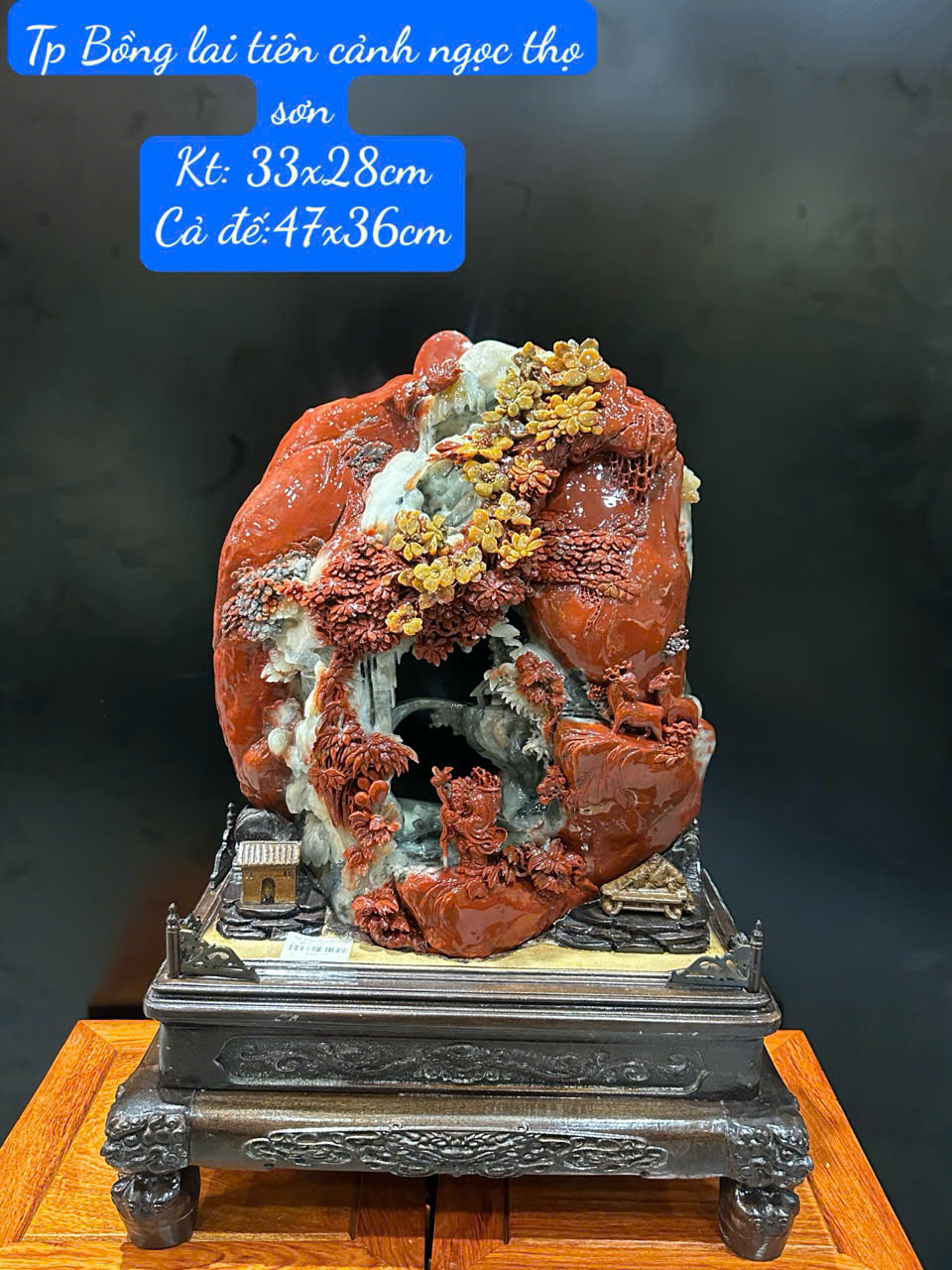 Bồng Lai Tiên Cảnh Ngọc Thọ Sơn 33x28cm (Kèm Giấy Kiểm Định)