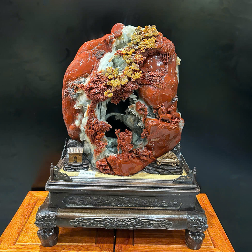 Bồng Lai Tiên Cảnh Ngọc Thọ Sơn 33x28cm (Kèm Giấy Kiểm Định)