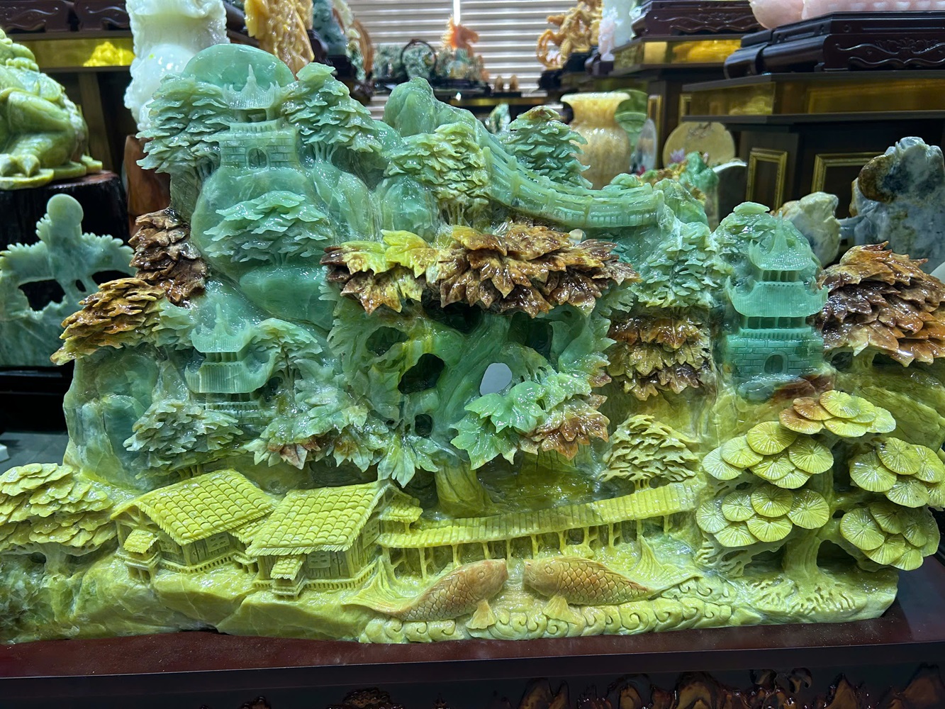 Bồng Lai Tiên Cảnh Ngọc Tụ Nham 80x58x23cm