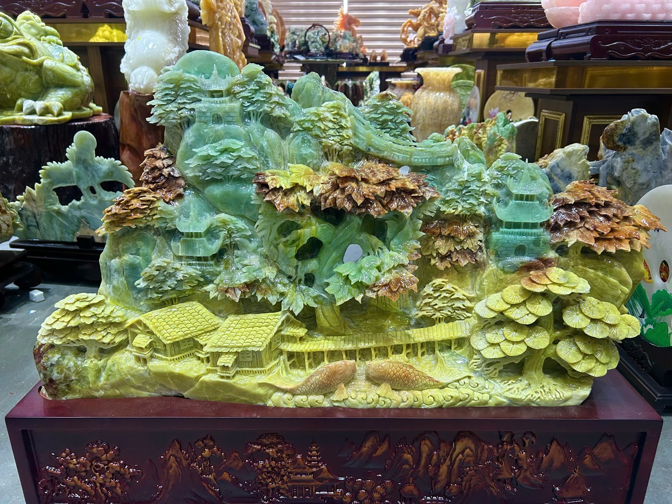 Bồng Lai Tiên Cảnh Ngọc Tụ Nham 80x58x23cm