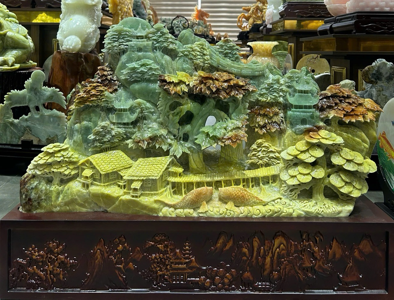 Bồng Lai Tiên Cảnh Ngọc Tụ Nham 80x58x23cm