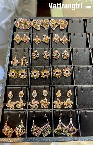 Bông tai đá tourmaline đính bạc 925