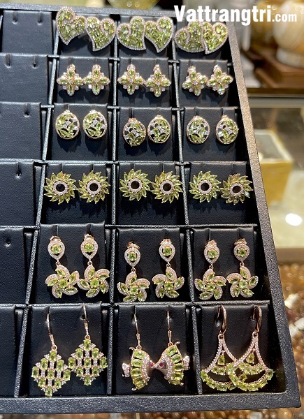 Bông tai đá tourmaline đính bạc 925