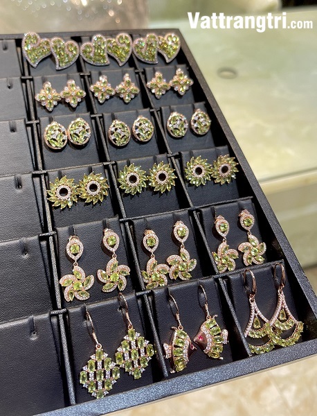 Bông tai đá tourmaline đính bạc 925
