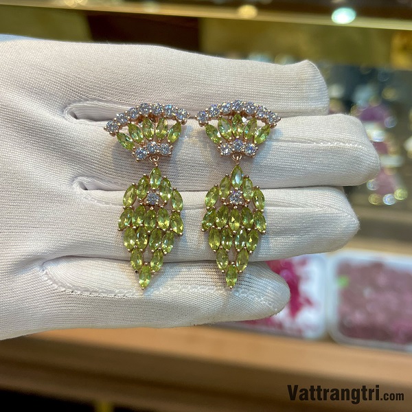 Bông tai đá quý tourmalin vip bạc 925 02