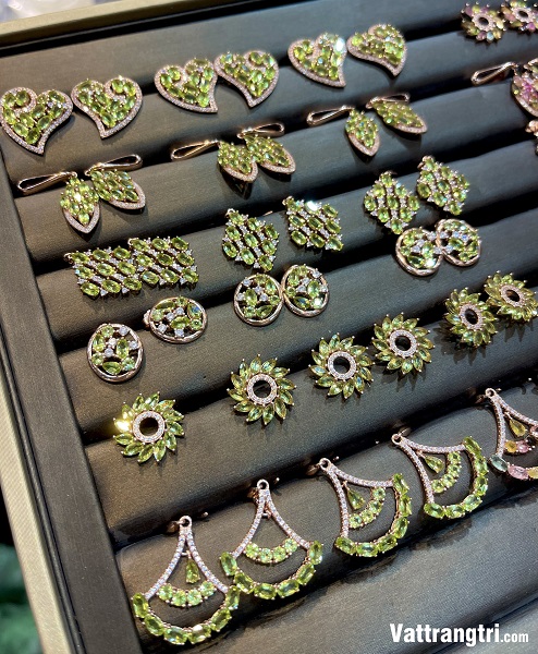 Bông tai đá quý tourmalin vip bạc 925 03