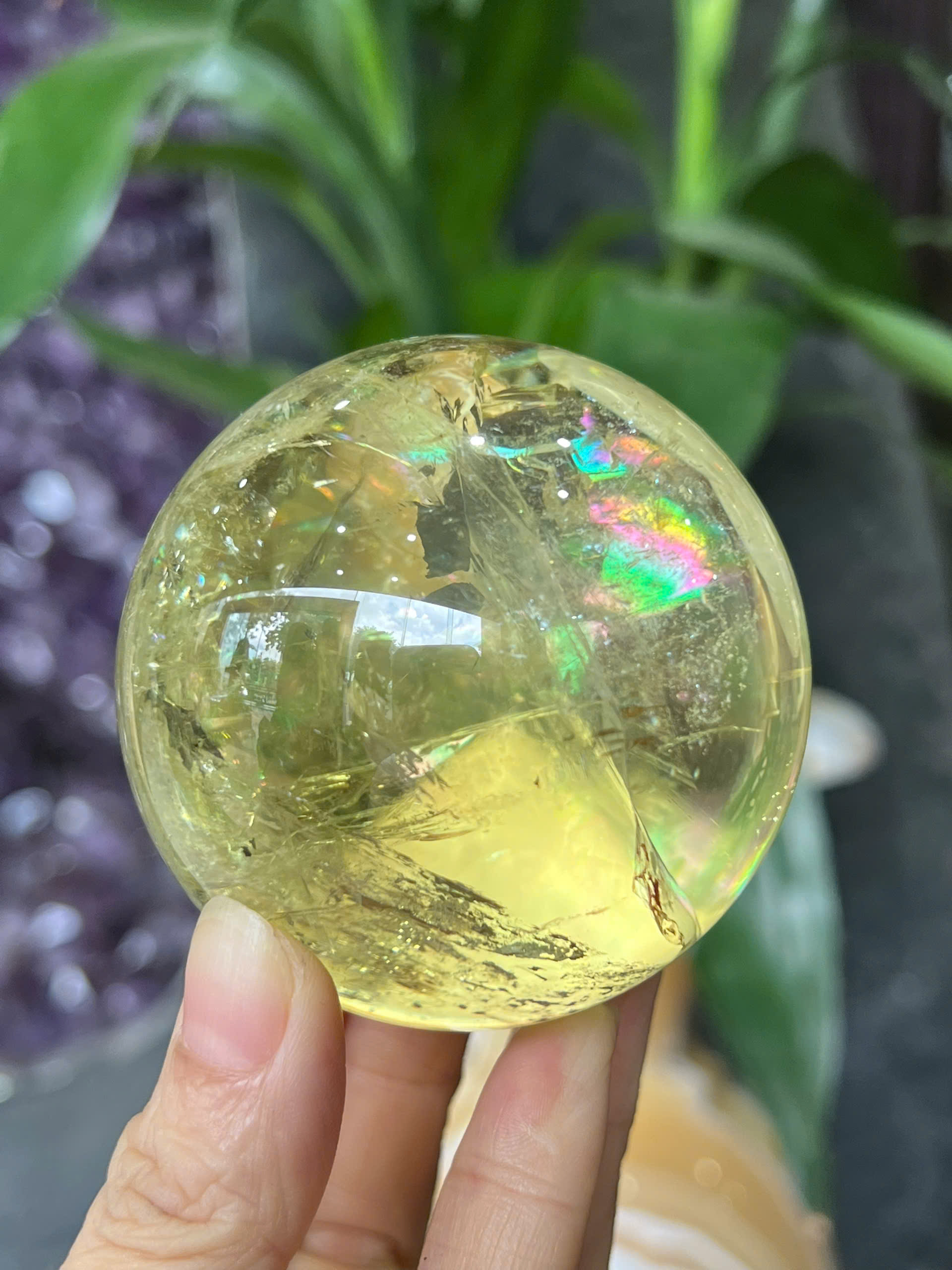 Quả Cầu Thạch Anh Vàng 6.6cm Hoàng Kim Chiêu Tài, Điểm Nhấn Nhỏ Gọn