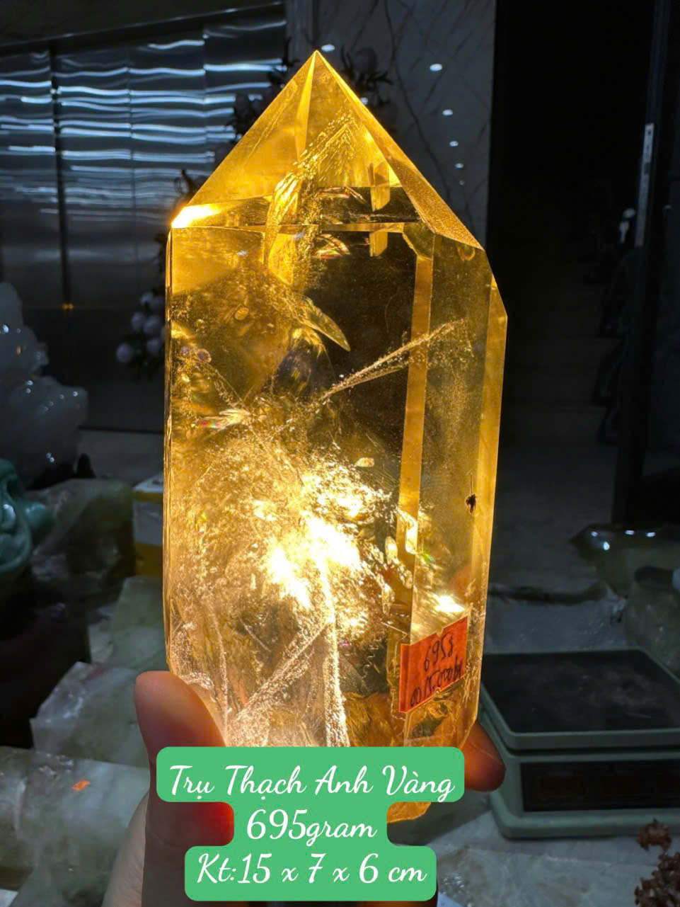 Nhất Trụ Tụ Linh Khí Thạch Anh Vàng Trong Tuyệt Tác Tụ Tài, Khai Mở Trí Tuệ Củng Cố Hưng Thịnh