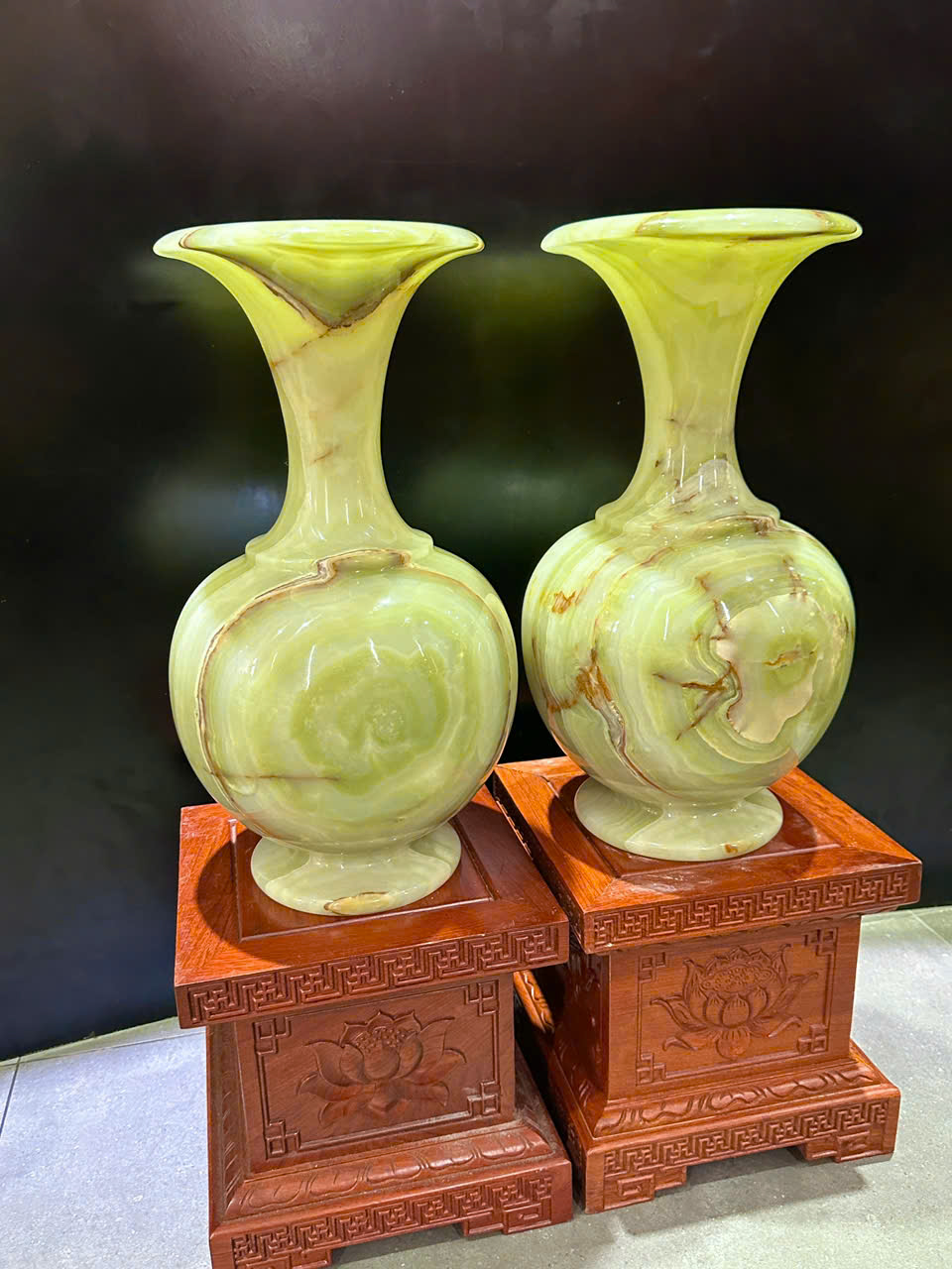 Cặp Lục Bình Tài Lộc Ngọc Onyx Xanh Khởi Sinh Bản Mệnh, Thu Hút Cát Tường