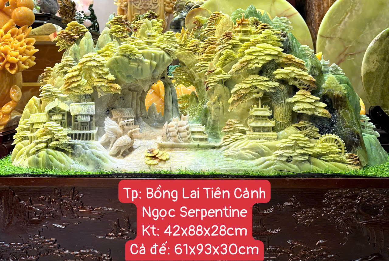 Bồng Lai Tiên Cảnh Ngọc Serpentine - Quà Tặng Tân Gia Sang Trọng