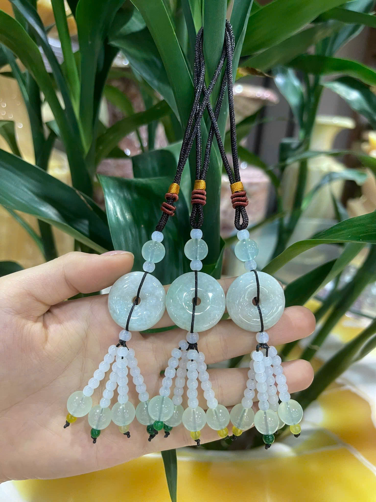 Đồng Điếu Treo Xe Ngọc Cẩm Thạch Vật Phẩm Chiêu Tài