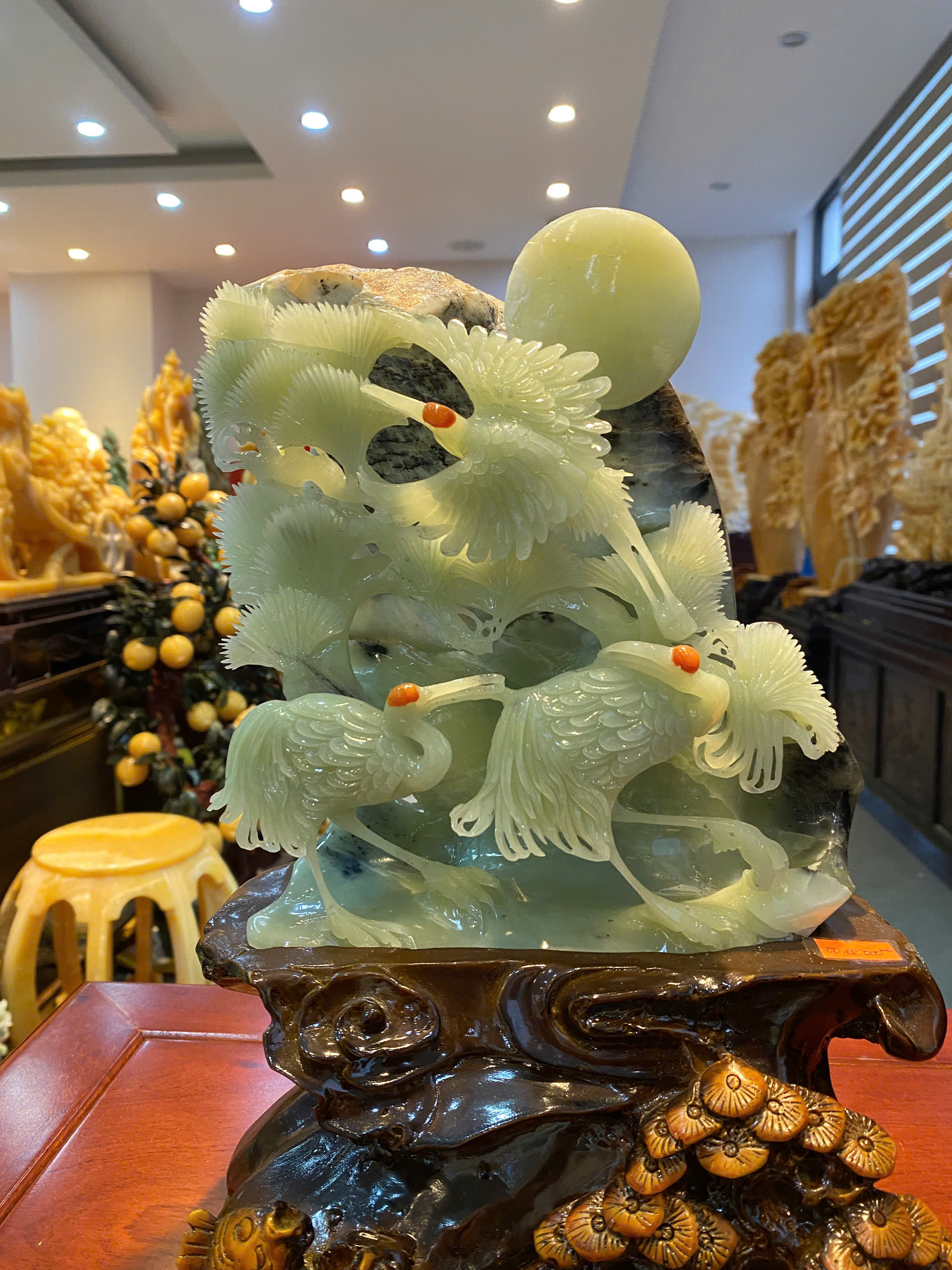 Tam Hạc Quần Tùng ngọc serpentine Biểu tượng trường thọ, gia đạo an yên và sức khỏe dồi dào