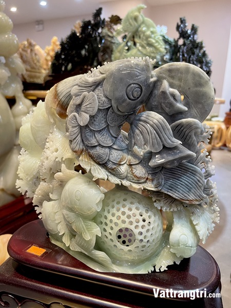 Cá Chép Tài lộc - Ngọc Tụ Nham (Serpentine) 32cm