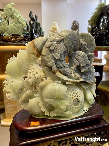 Cá Chép Tài lộc - Ngọc Tụ Nham (Serpentine) 32cm