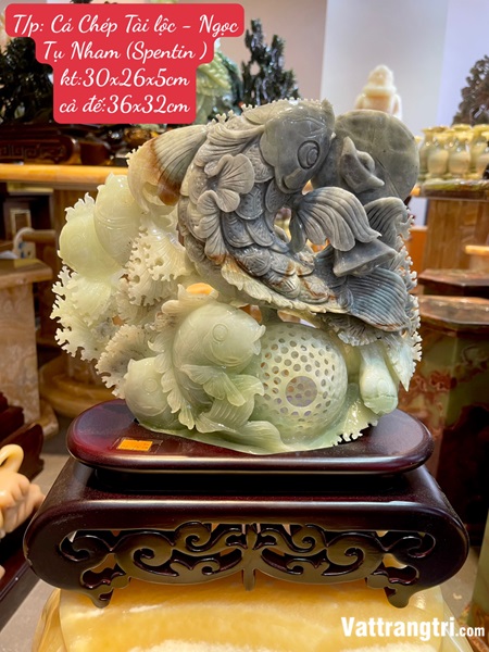Cá Chép Tài lộc - Ngọc Tụ Nham (Serpentine) 32cm