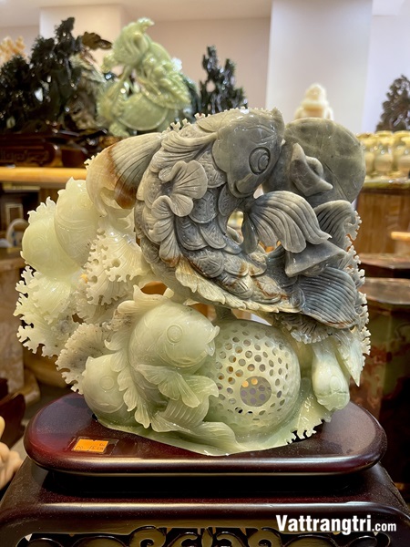 Cá Chép Tài lộc - Ngọc Tụ Nham (Serpentine) 32cm