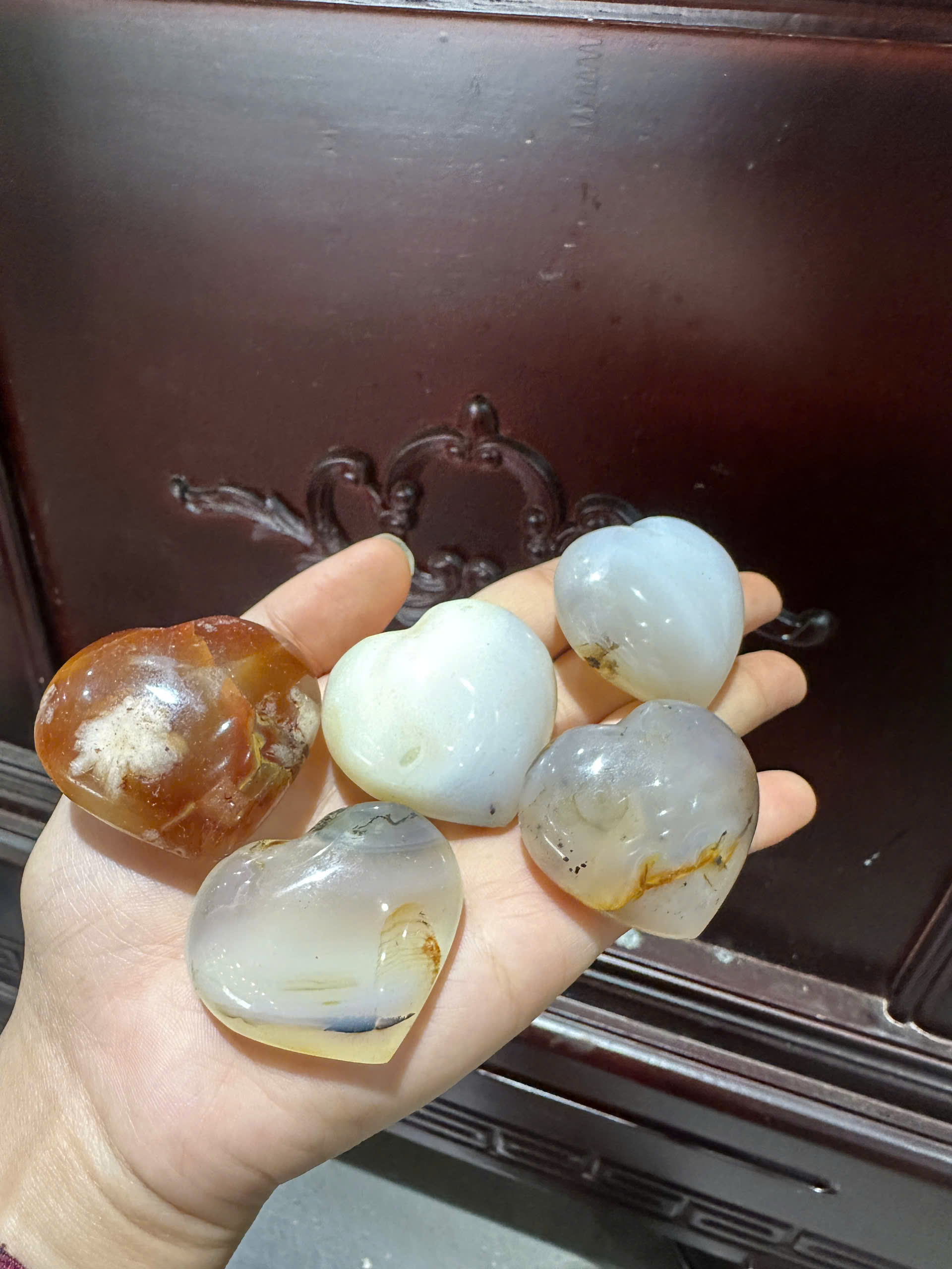 Trái Tim Mini Ngọc Mã Não Bảo Vật Tụ Sinh Khí