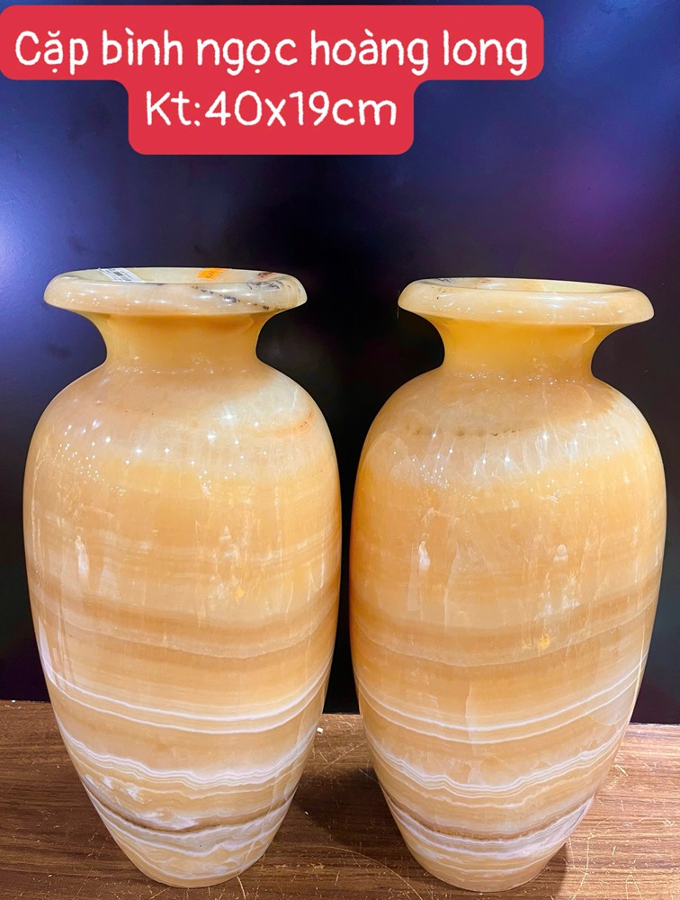 Cặp bình ngọc hoàng long 40x19cm