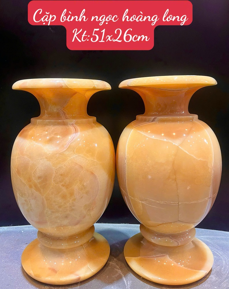 Cặp bình ngọc hoàng long 51x26cm