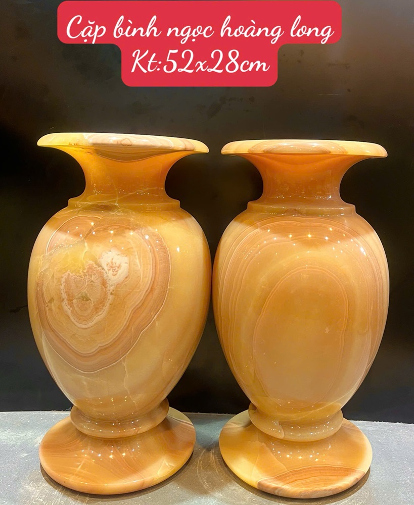 Cặp bình ngọc hoàng long 52x28cm