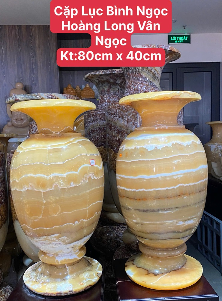 Cặp Bình Ngọc Hoàng Long Vân 80cm