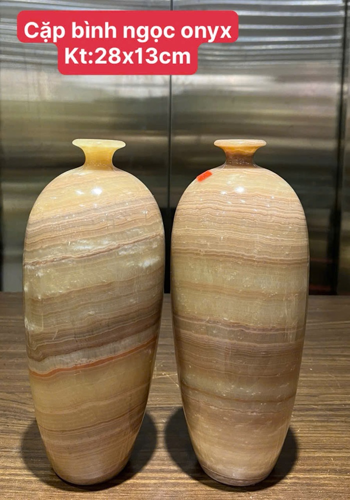 Cặp bình ngọc onyx 28x13cm