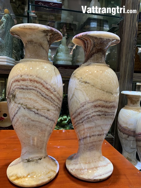 Cặp bình thổ cẩm thu hút tài lộc ngọc serpentine 50cm