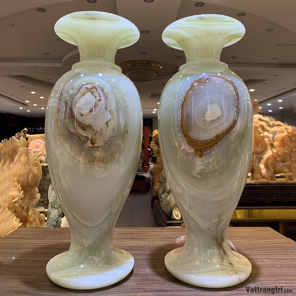 Cặp Bình Thu Hút Tài Lộc Ngọc Onyx Xanh 44 x 16cm