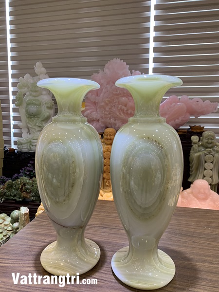 Cặp bình thu hút Tài Lộc Ngọc onyx xanh 44cm