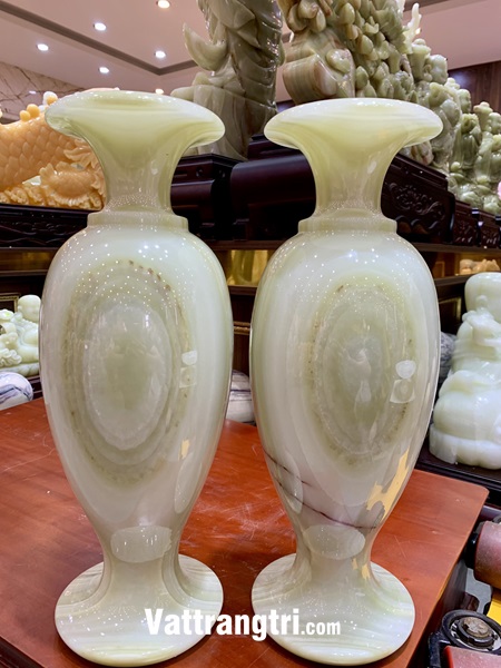 Cặp bình thu hút Tài Lộc Ngọc onyx xanh 44cm