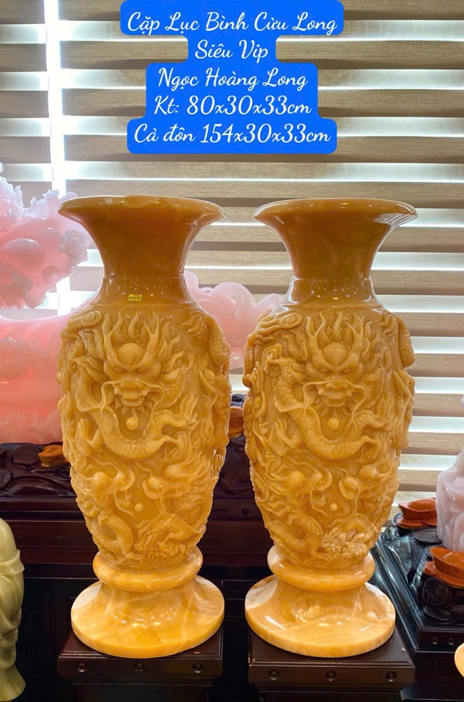 Cặp Lục Bình Cửu Long Siêu Vip Ngọc Hoàng Long 80cm