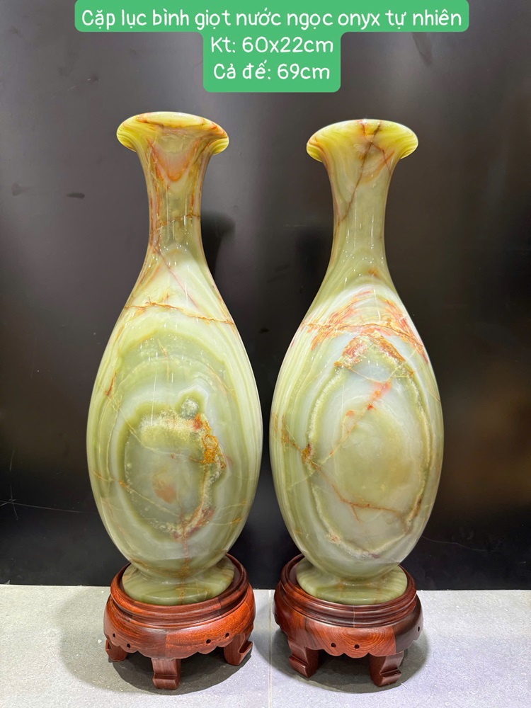 Cặp lục bình giọt nước ngọc onyx tự nhiên 60cm